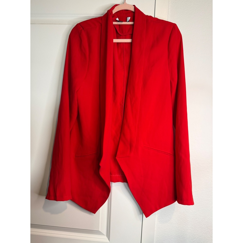 Lulus Red Open Front Blazer Draped Shawl Collar Lightweight Jacket XL